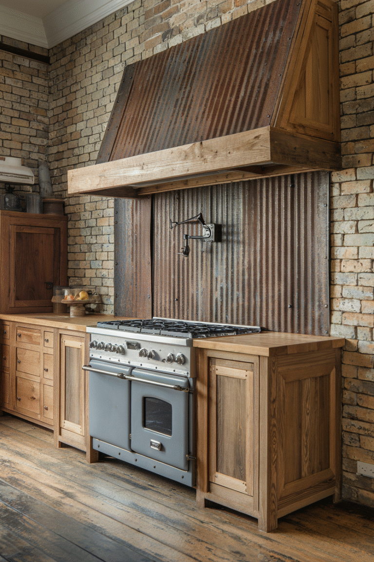 Farmhouse Kitchen Corrugated Metal Backsplash