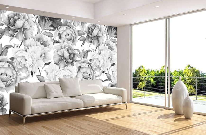 Gray Peonies Wallpaper