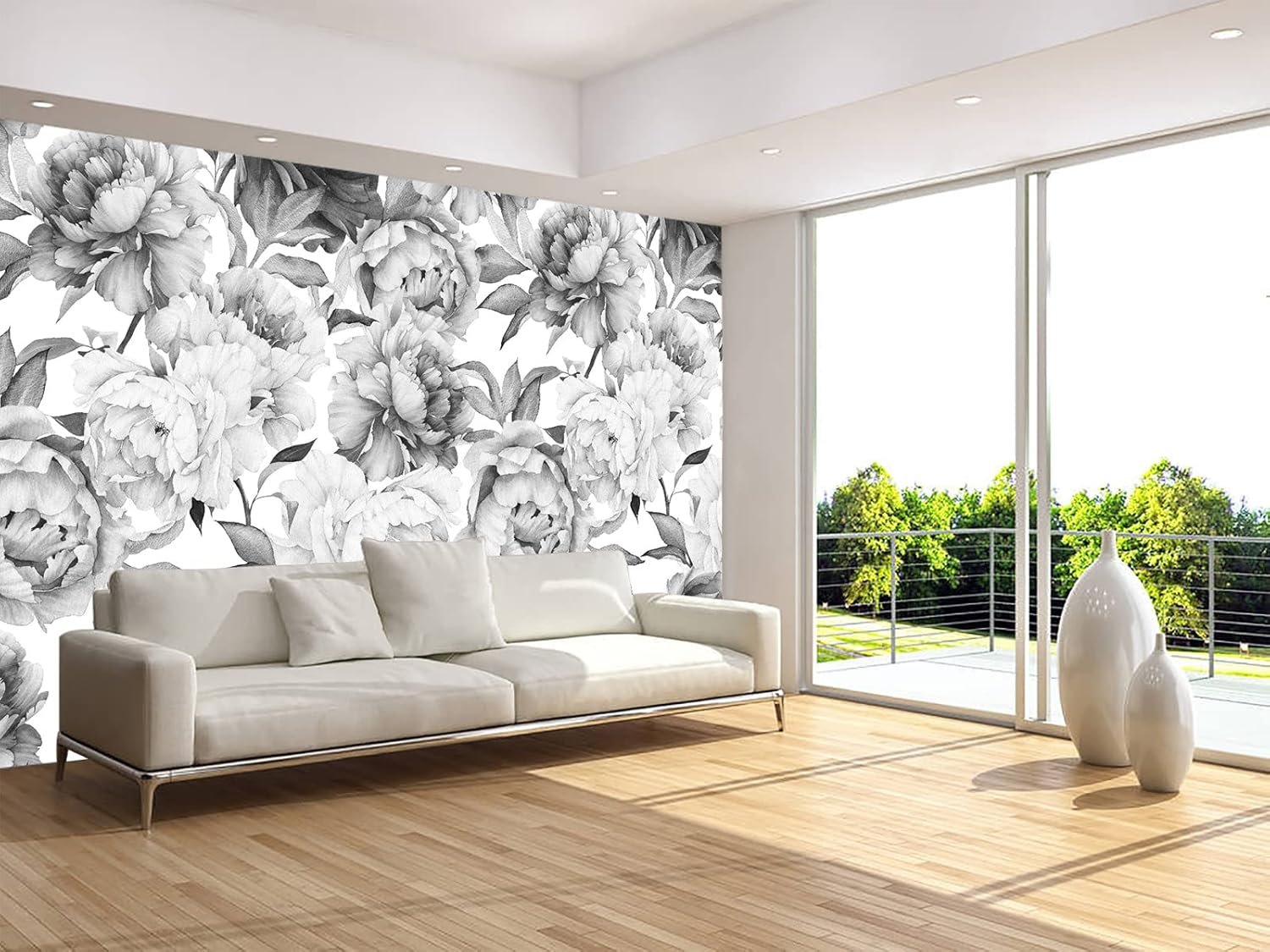 Gray Peonies Wallpaper