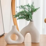 White Ceramic Donut Vase Set