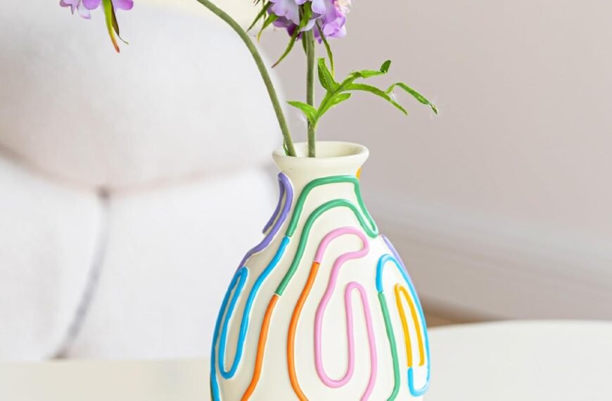 Unique Colored Lines Flower Vase