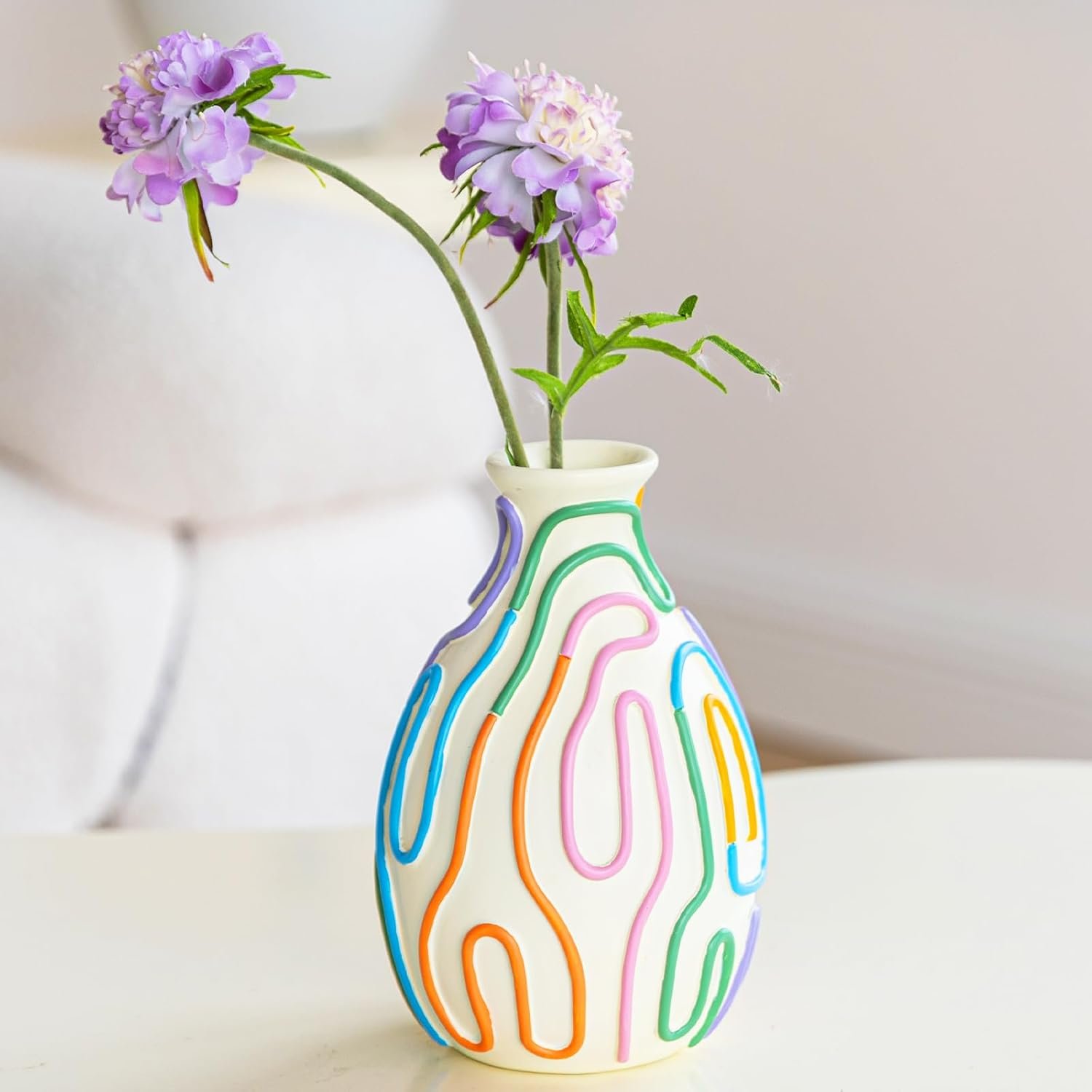 Unique Colored Lines Flower Vase