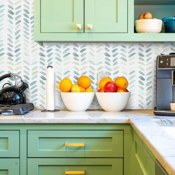 Green & White Peel-and-Stick Wallpaper :…