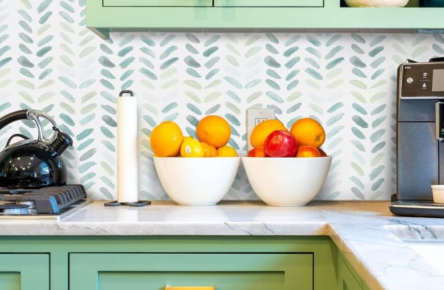 Green & White Peel-and-Stick Wallpaper