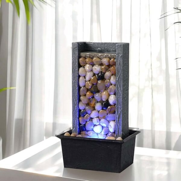 Pebble Indoor Waterfall Fountain with Colorful…