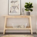 Oak Rattan Console Tables