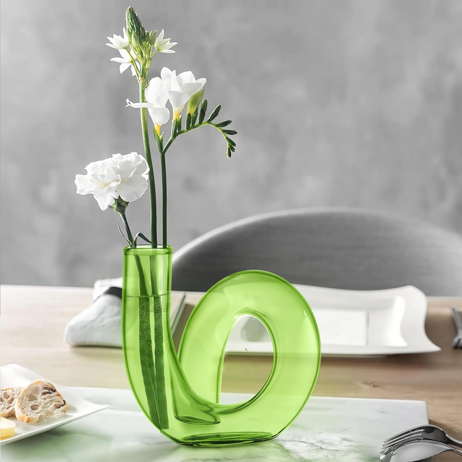 Small Green Glass Flower Vase