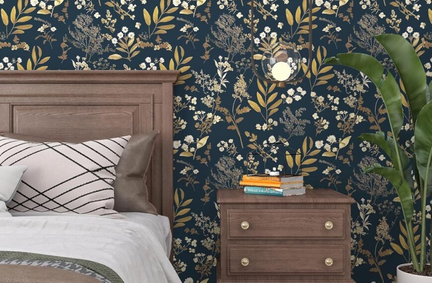 Dark Blue Leaf Wallpaper