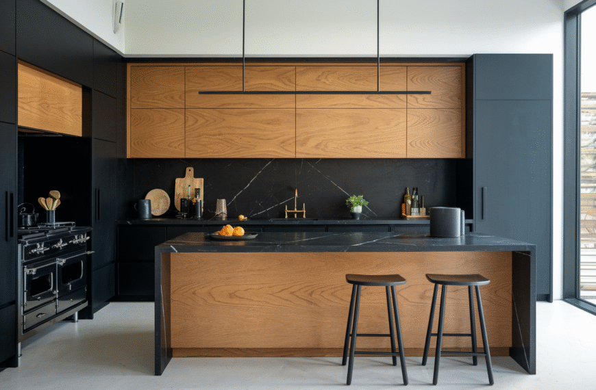 Black and Oak Kitchen