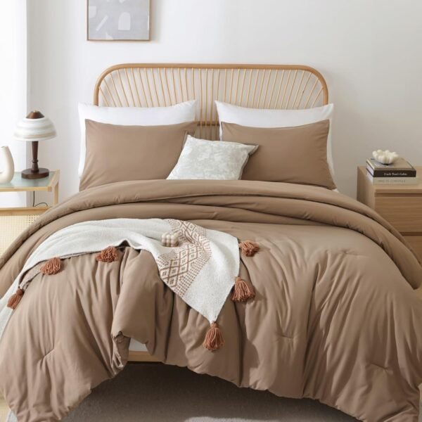 Dark Khaki Brown Queen Comforter Set&hellip;