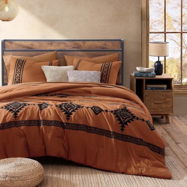 Burnt Orange Embroidered Full-Size Comforter Set&hellip;