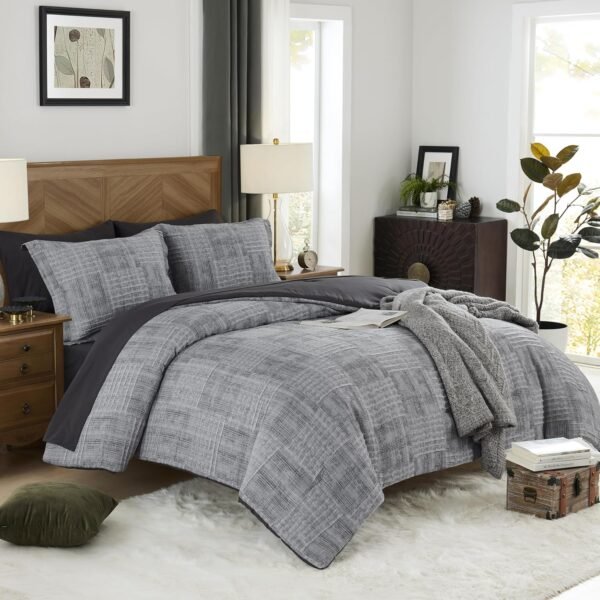 The Chic Charcoal Grey Crinkle Bed-in-a-Bag&hellip;