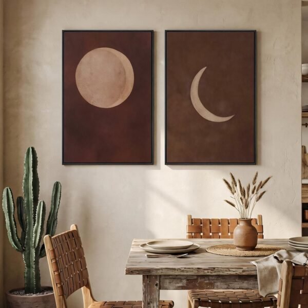 Framed Moon Boho Wall Art for…