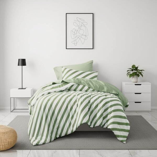 Reversible Striped Twin Comforter Set in…
